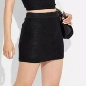 Wild Fable Women's Black Sweater Ribbed Waistband Mini Skirt Size M